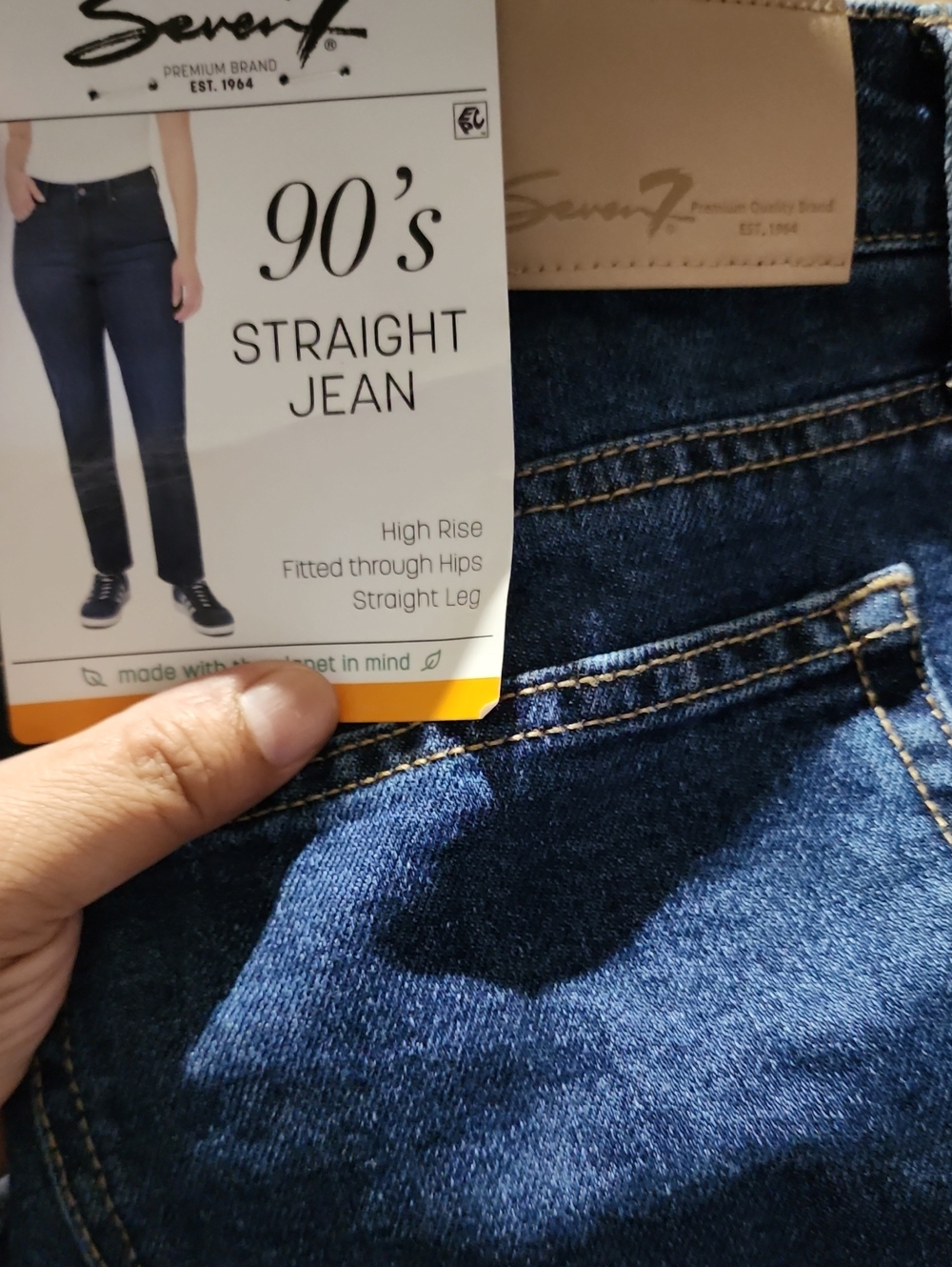 Seven7 Dark Blue 90's Straight Leg Jeans